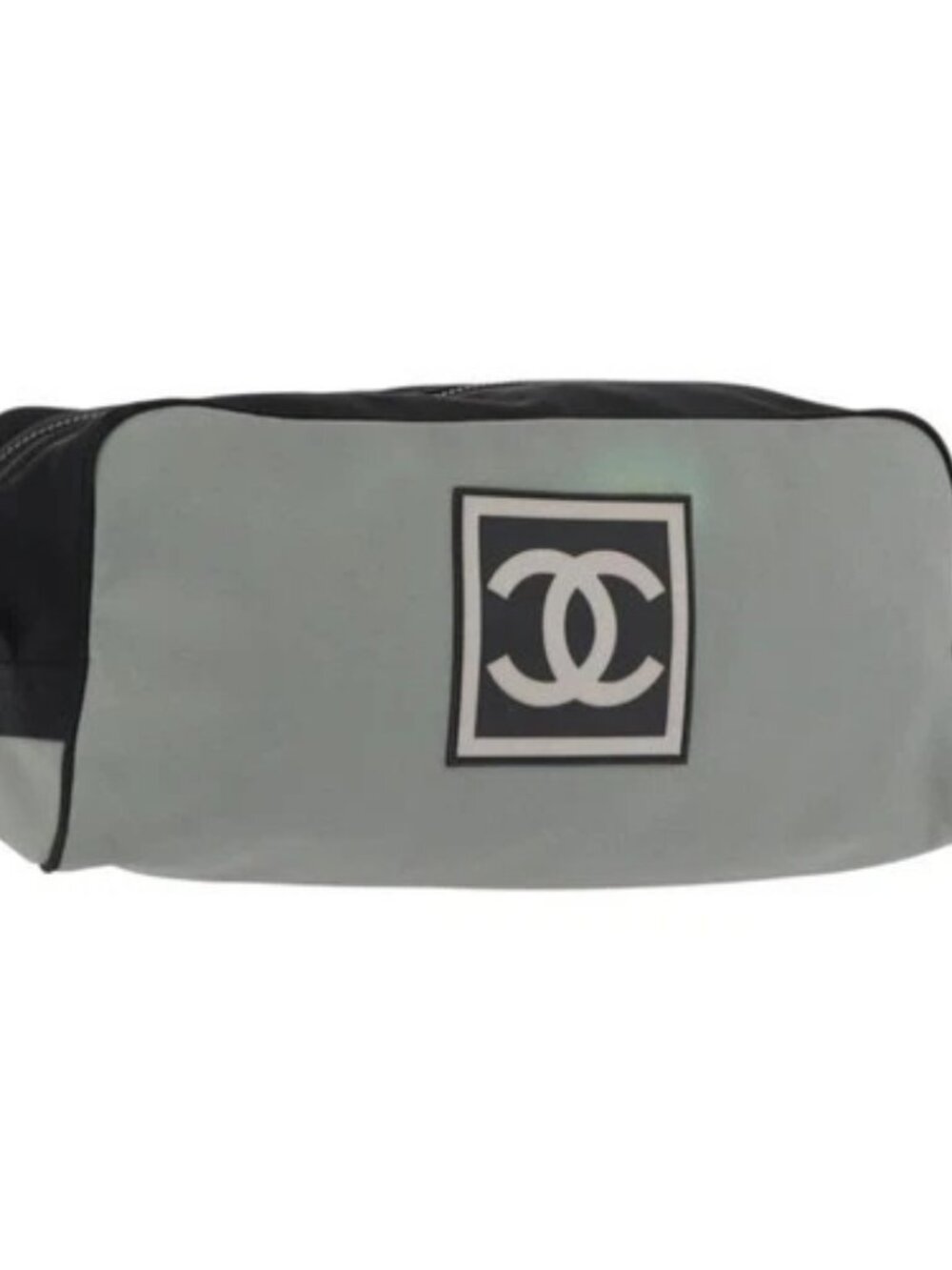 CHANEL Sports Shoes case Nylon Gray Silver CC Auth BA10281